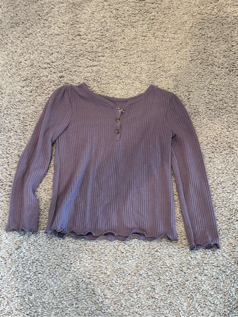 Cat & Jack Lavender Ribbed Henley Long Sleeve Top
